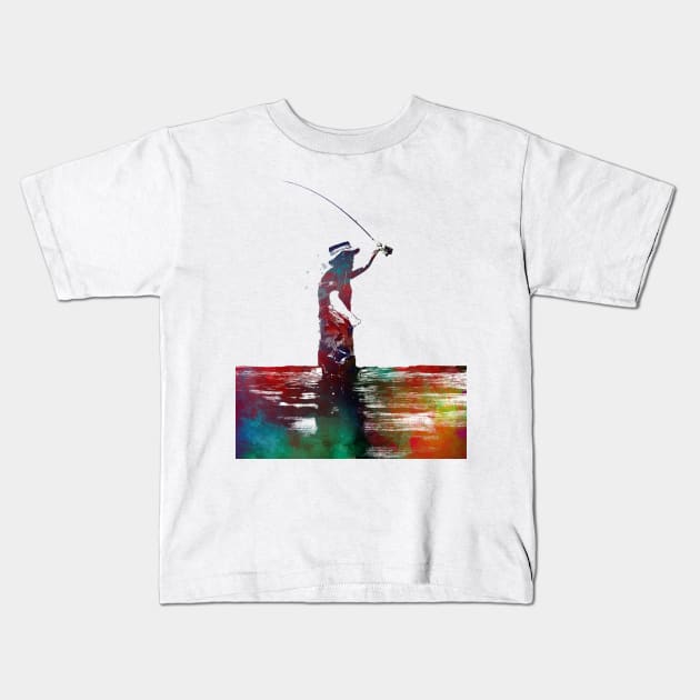 Fishing sport art #fishing Kids T-Shirt by JBJart